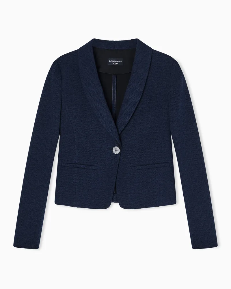 Emporio Armani Icon Jacke aus Jacquard-Jersey mit Schalkragen und Chevron-Motiv Blau
