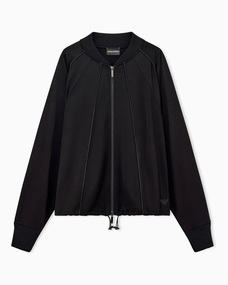 Emporio Armani Blouson aus Punto Milano mit Reißverschluss und Kordelzug Schwarz