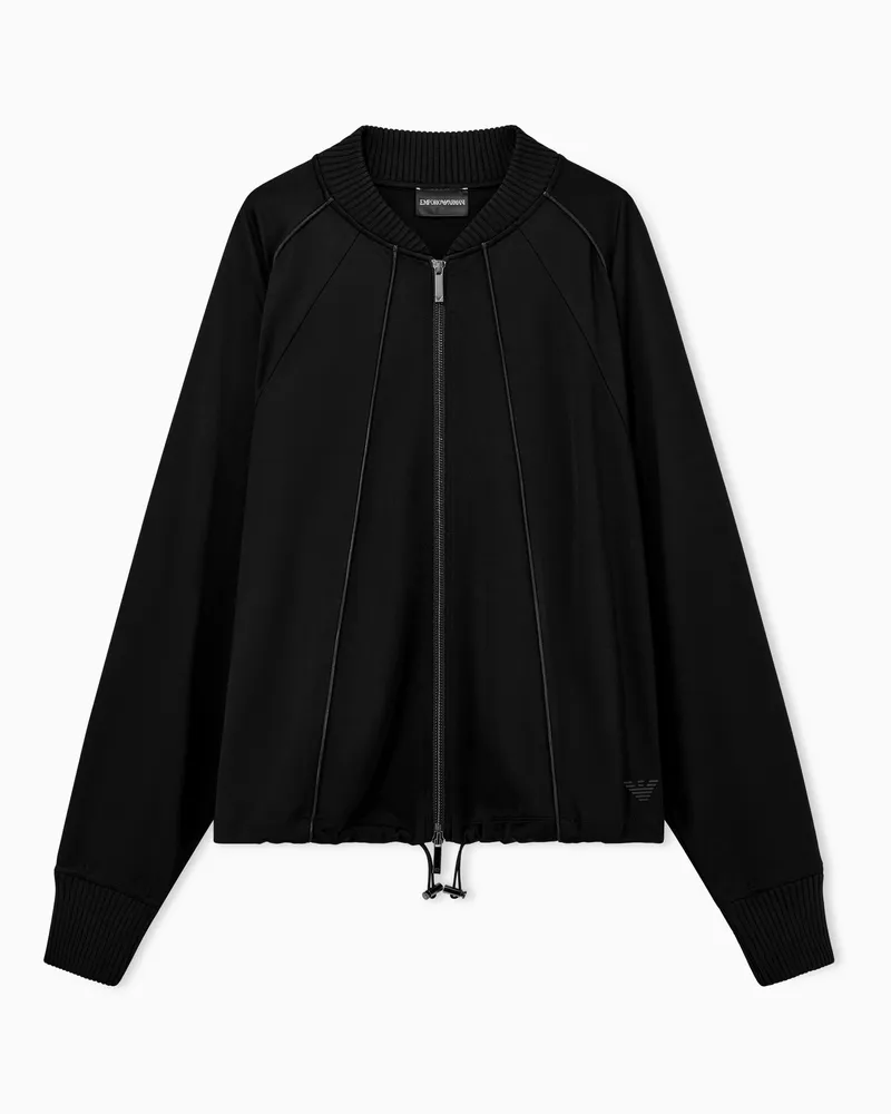 Emporio Armani Blouson aus Punto Milano mit Reißverschluss und Kordelzug Schwarz