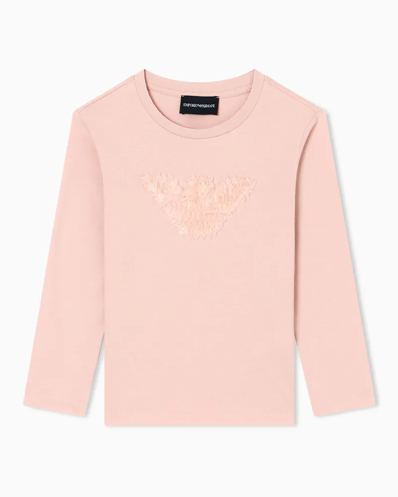 Emporio Armani ASV Pullover aus Jersey mit Adler aus Tüllrüschen Pink