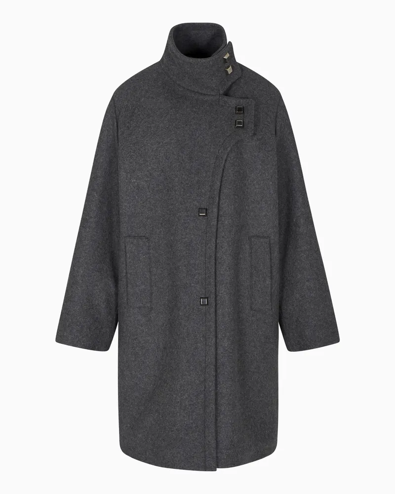 Emporio Armani Gefütterter Mantel aus Woll-Stoff aus der Polygon-Sonderkollektion Grau