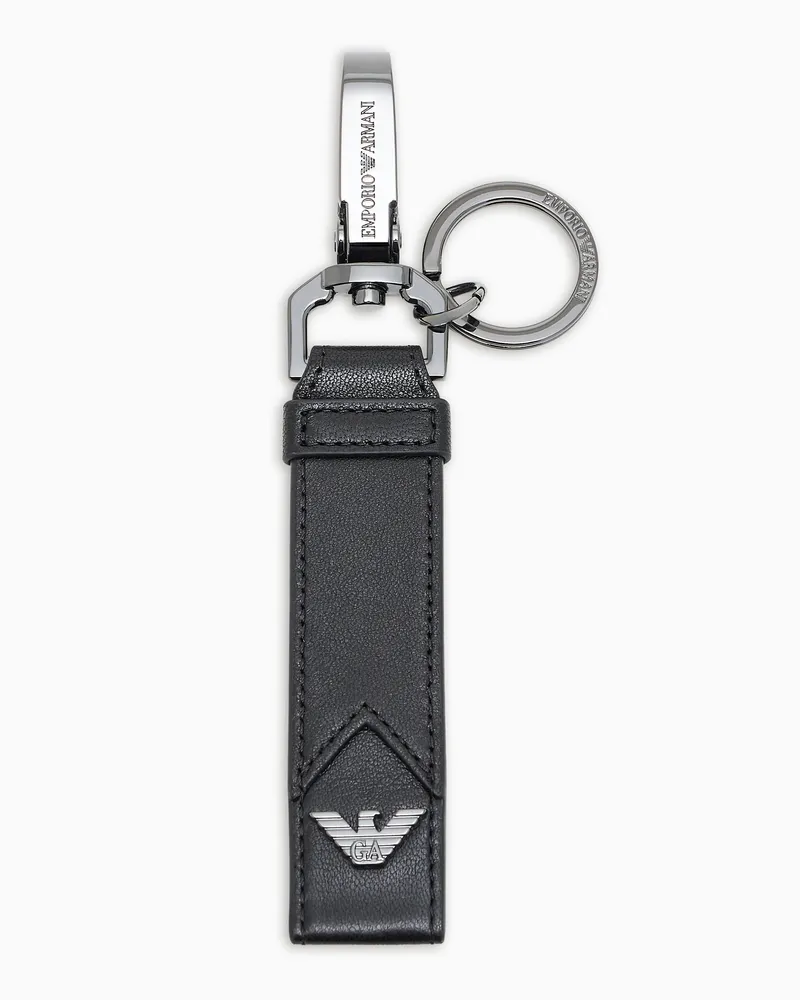 Emporio Armani Schlüsselanhänger aus Nappa mit geometrischem Detail Schwarz