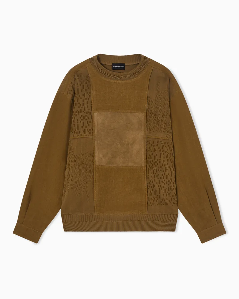 Emporio Armani Pullover mit Patchwork-Stoffen Braun