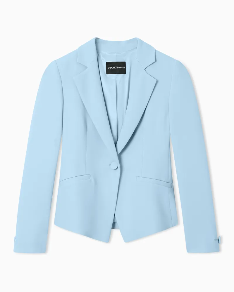 Emporio Armani Jacke aus Crêpe-Cady mit Revers Hellblau
