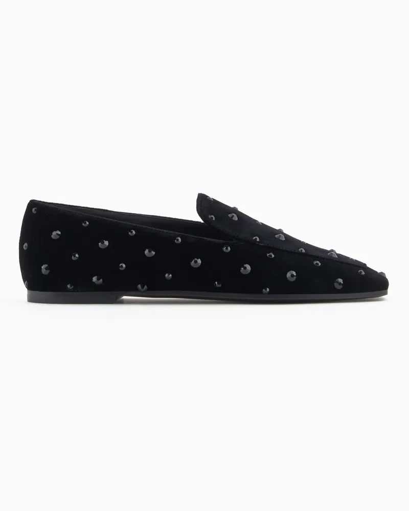 Emporio Armani Samt-Pantolette mit Strass Schwarz