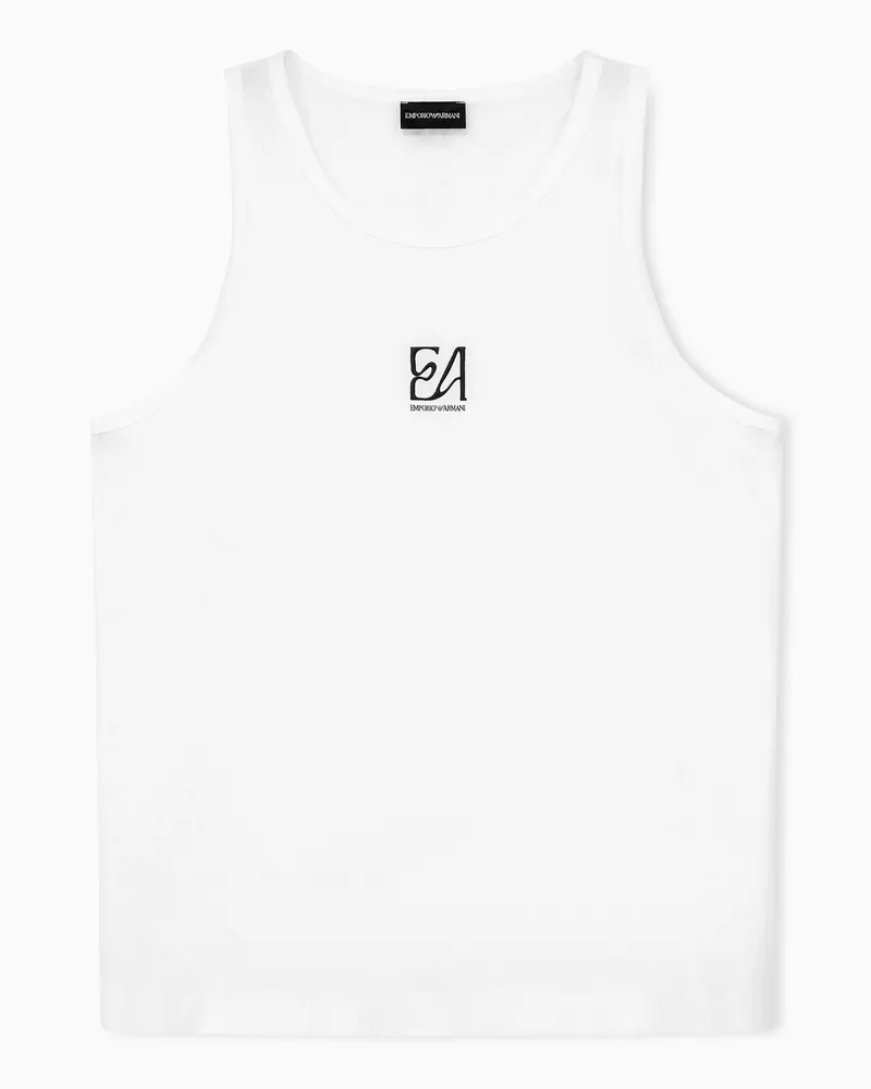 Emporio Armani Tanktop im Regular Fit aus Baumwolljersey mit Rundausschnitt Weiß