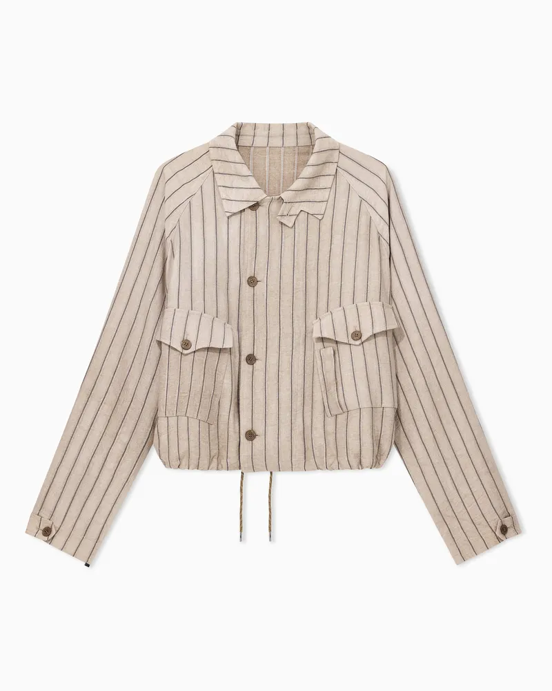 Emporio Armani Blouson aus kaltgefärbtem Canneté-Stoff Beige