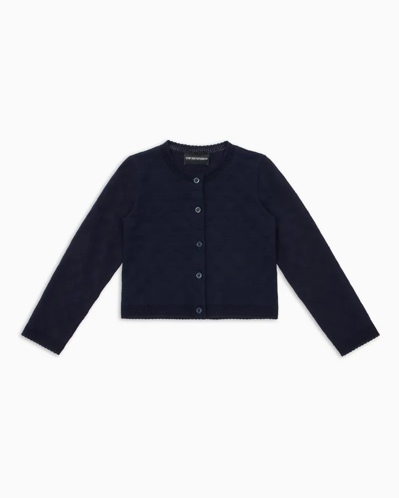 Emporio Armani Cardigan aus Allover-Adler-Jacquard-Strick Marineblau
