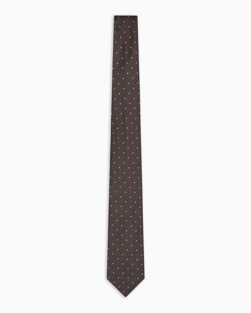 Emporio Armani Krawatte aus reiner Seide Mikro-Muster in Jacquard-Stoff-Verarbeitung Braun