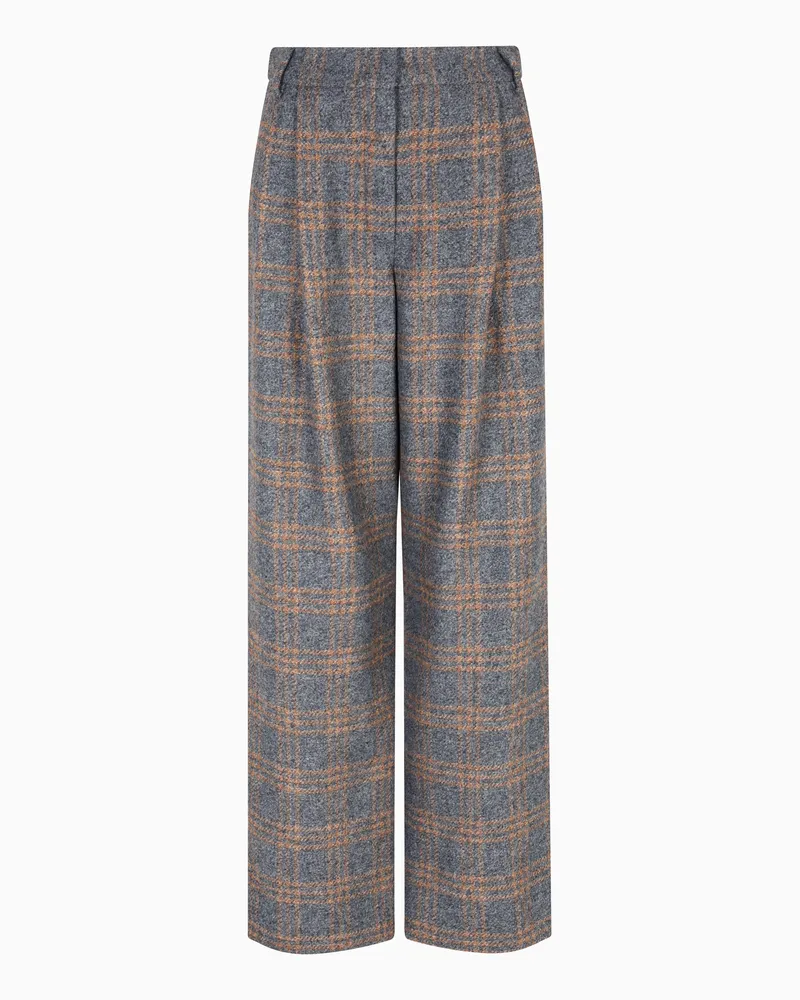 Emporio Armani Icon Hose mit Bundfalten, gefertigt aus einer Schurwoll-Mischung mit Karo-Muster Grau