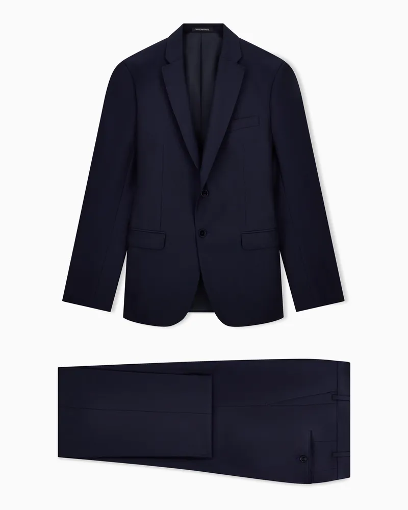 Emporio Armani Gefütterter Anzug aus Schurwolle mit Karomuster Marineblau