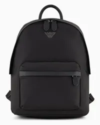 Emporio Armani Asv Rucksack aus Recyceltem Nylon mit Adler-plakette Schwarz