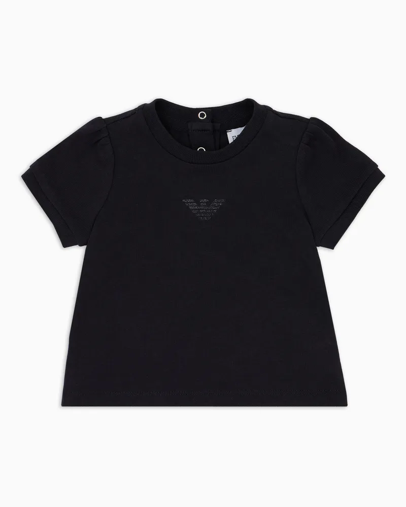 Emporio Armani T-Shirt aus Jersey mit Glitzer-Adler Marineblau