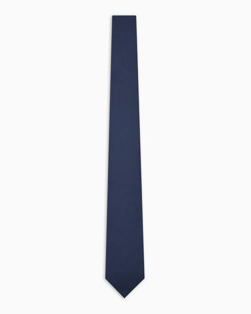 Emporio Armani Krawatte aus reiner Seide mit Mikrostruktur Marineblau