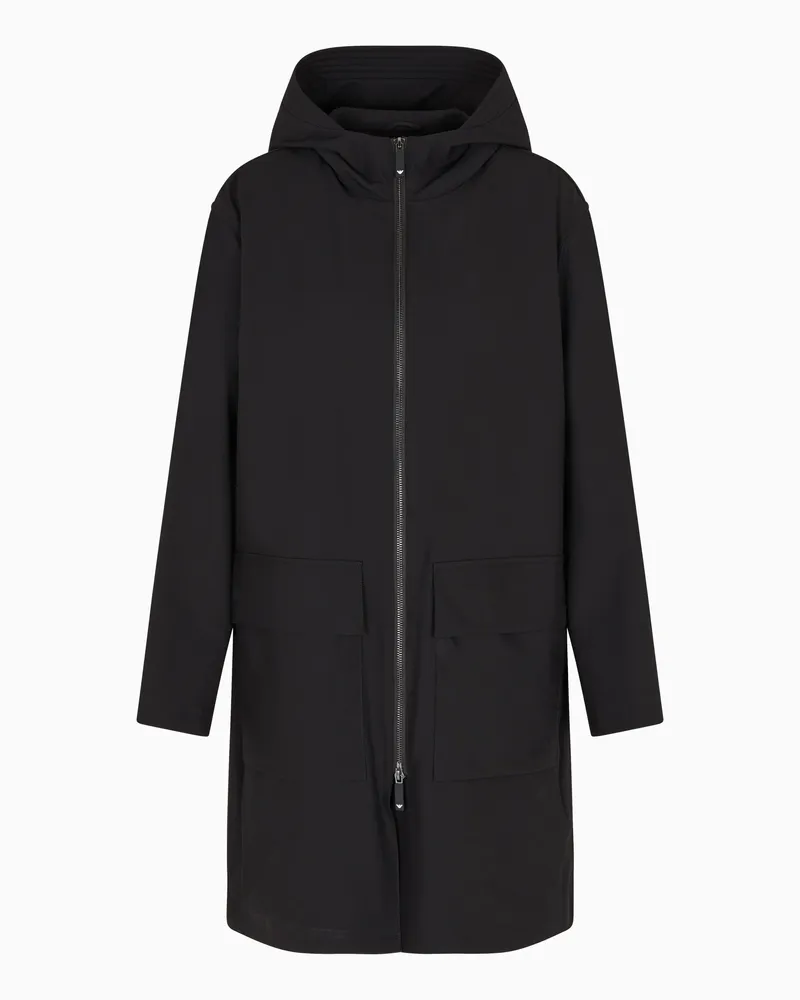 Emporio Armani Bi-Stretch-Parka aus der Travel Essential-Sonderkollektion, gefertigt aus wasserabweisendem Nylon Schwarz