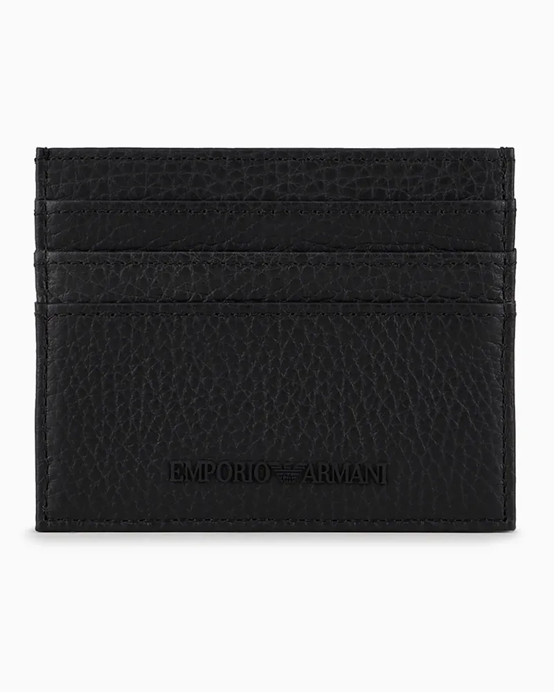 Emporio Armani Kartenetui aus getrommeltem Leder Schwarz