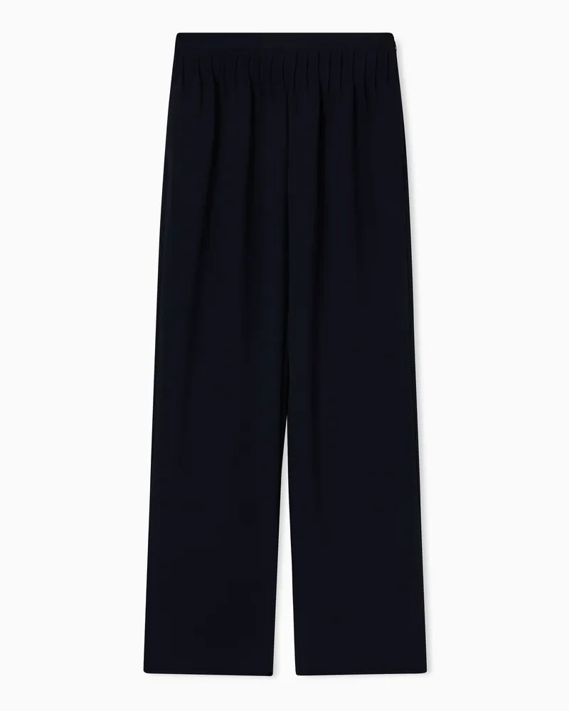 Emporio Armani Icon Hose mit Bundfalten aus gewaschenem Cady-Crêpe Blau
