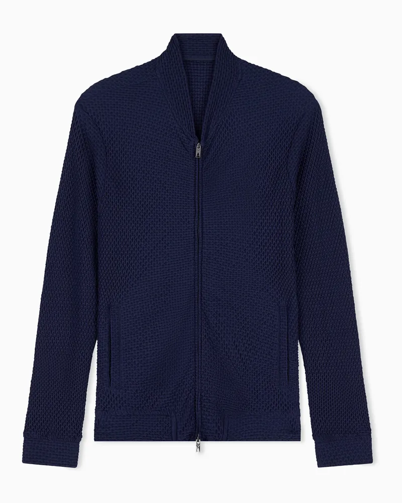 Emporio Armani Blouson aus geprägtem bi-elastischem Jersey Marineblau