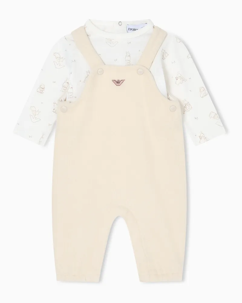 Emporio Armani Funny Winter Set aus Body und Overall, gefertigt aus Soft-Bear-Stoff Beige