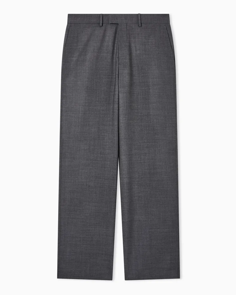 Emporio Armani Soft finish stretch wool canvas trousers Grau