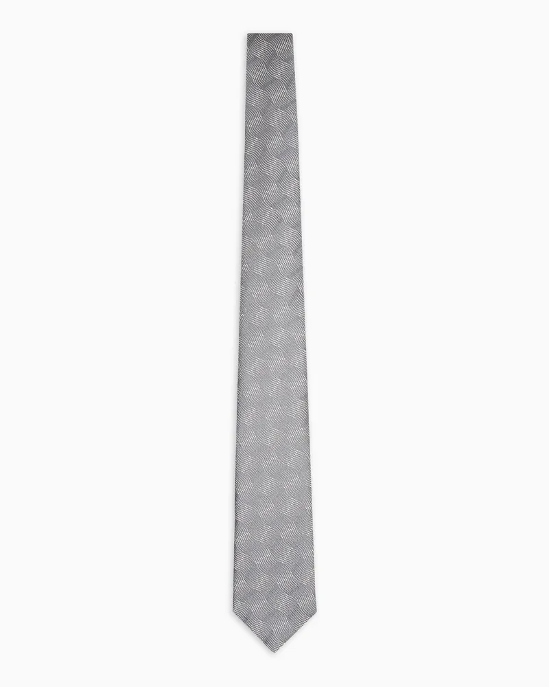 Emporio Armani Pure silk tie with jacquard pattern Grau
