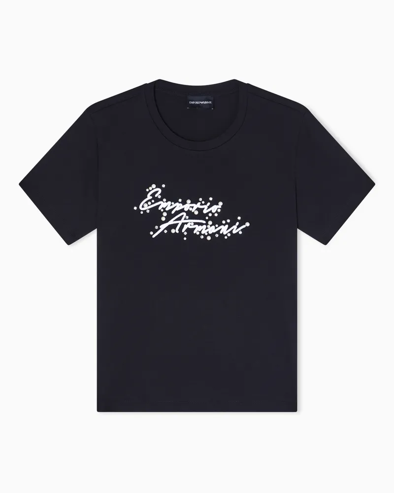 Emporio Armani Jersey T-shirt with ASV logo embroidery Schwarz