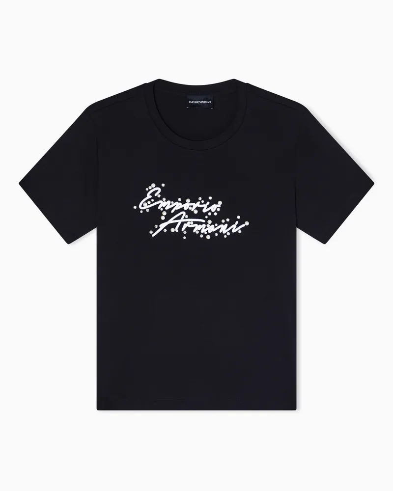 Emporio Armani ASV T-Shirt aus Jersey mit Logo-Stickerei Schwarz
