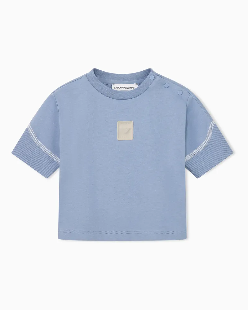 Emporio Armani T-Shirt im Regular Fit aus Baumwolljersey mit Logopatch Hellblau
