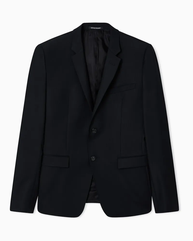 Emporio Armani Einreihiges Sakko aus gekämmter Schurwolle Schwarz