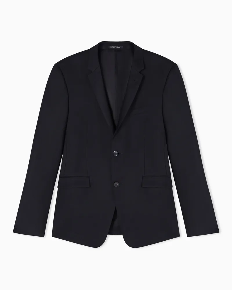 Emporio Armani Einreihiges Sakko aus gekämmter Schurwolle Schwarz