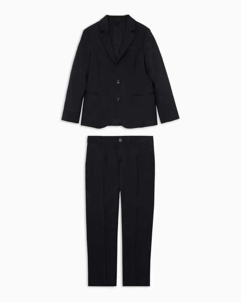 Emporio Armani Einreihiger Anzug aus Schurwollfresko Marineblau
