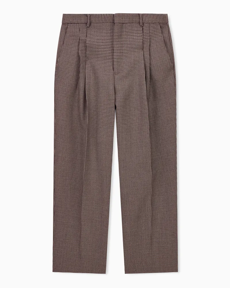 Emporio Armani Hose aus Tweed mit Hahnentrittmuster und Gürtelschlaufen Gemustert