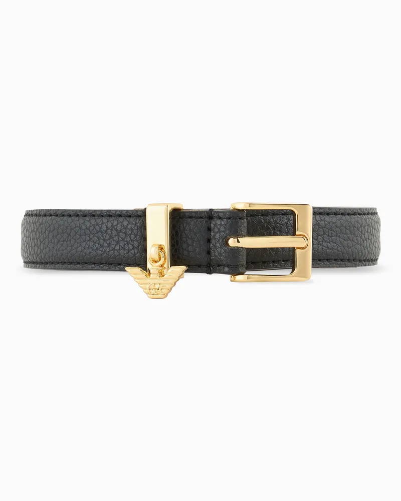 Emporio Armani Gürtel mit Hirsch-Print und Adler-Logo-Anhänger Schwarz