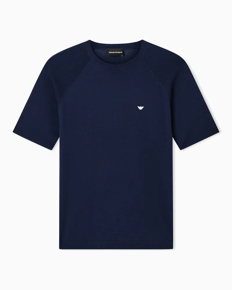 Emporio Armani Pullover aus einer Lyocell-Mischung in Glattstrick-Verarbeitung Marineblau