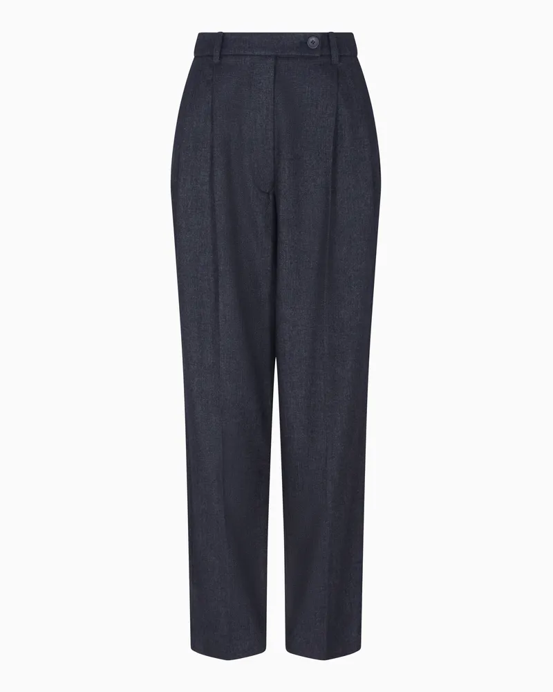 Emporio Armani Bundfalten-Hose aus Mouliné-Woll-Mischung Grau