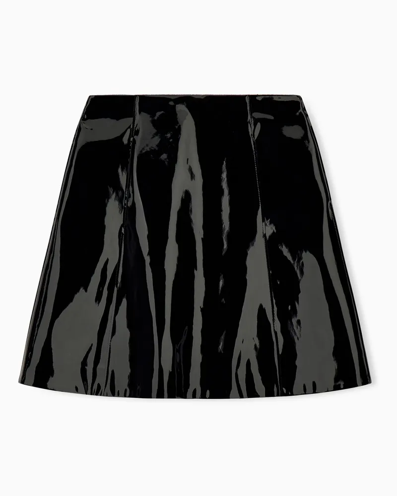 Emporio Armani Regular Fit Rock in A-Linie mit einem glänzenden Finish Schwarz