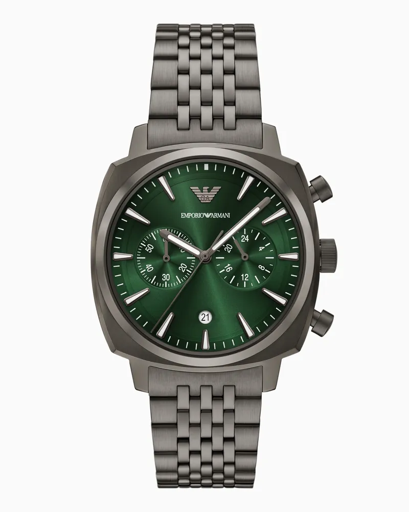 Emporio Armani Anthrazitfarbener Chronograph aus Edelstahl Mehrfarbig