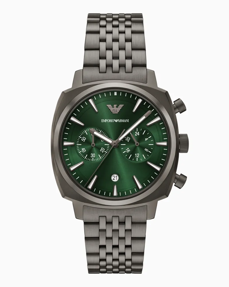 Emporio Armani Anthrazitfarbener Chronograph aus Edelstahl Mehrfarbig