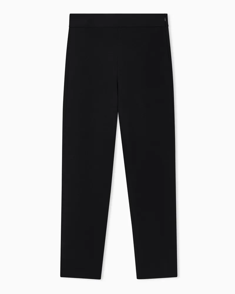 Emporio Armani Slim-Fit Hose aus Milano-Stoff mit Satinband Schwarz