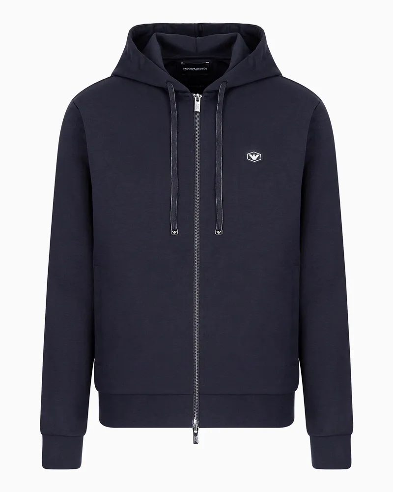 Emporio Armani Sweatshirt mit Kapuze und Reißverschluss aus Punto-Roma-Jersey Marineblau