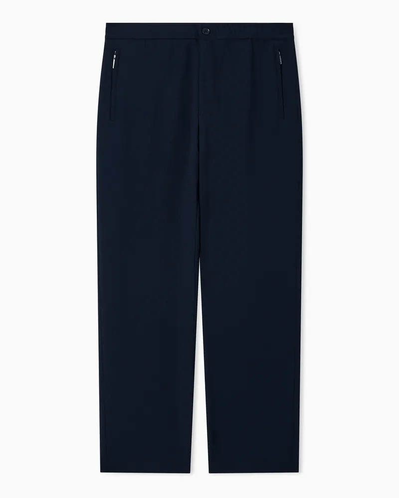 Emporio Armani Hose aus Crêpe-Jersey mit 3D-Pikee-Effekt Blau