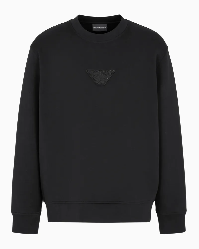 Emporio Armani ASV Sweatshirt aus Jersey mit Alder-Patch der Clubwear-Sonderkollektion Schwarz