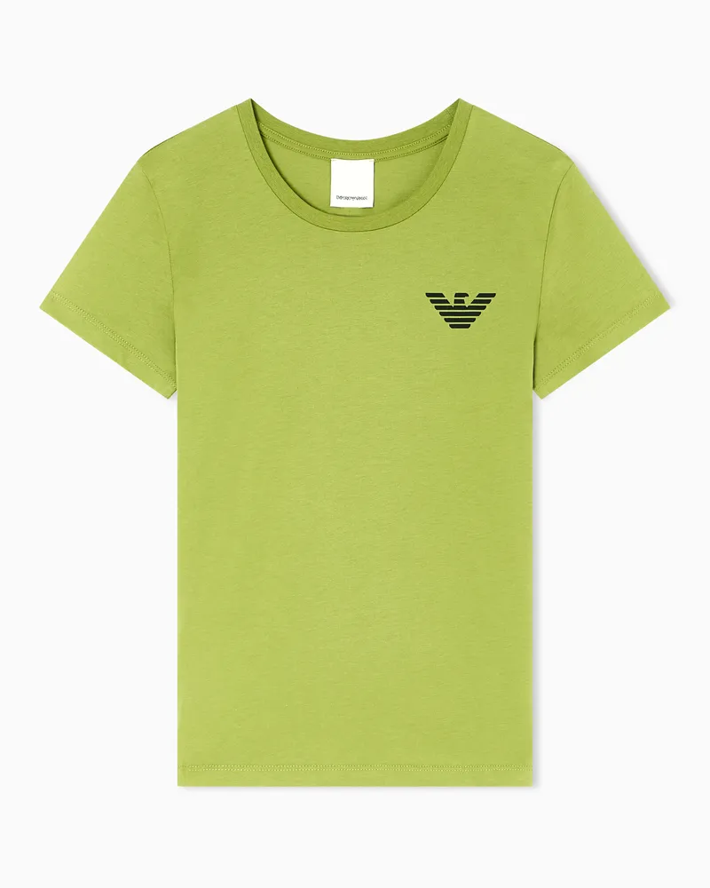 Emporio Armani Jersey-T-Shirt mit Maxi-Print aus der New York Sonderkollektion Grün