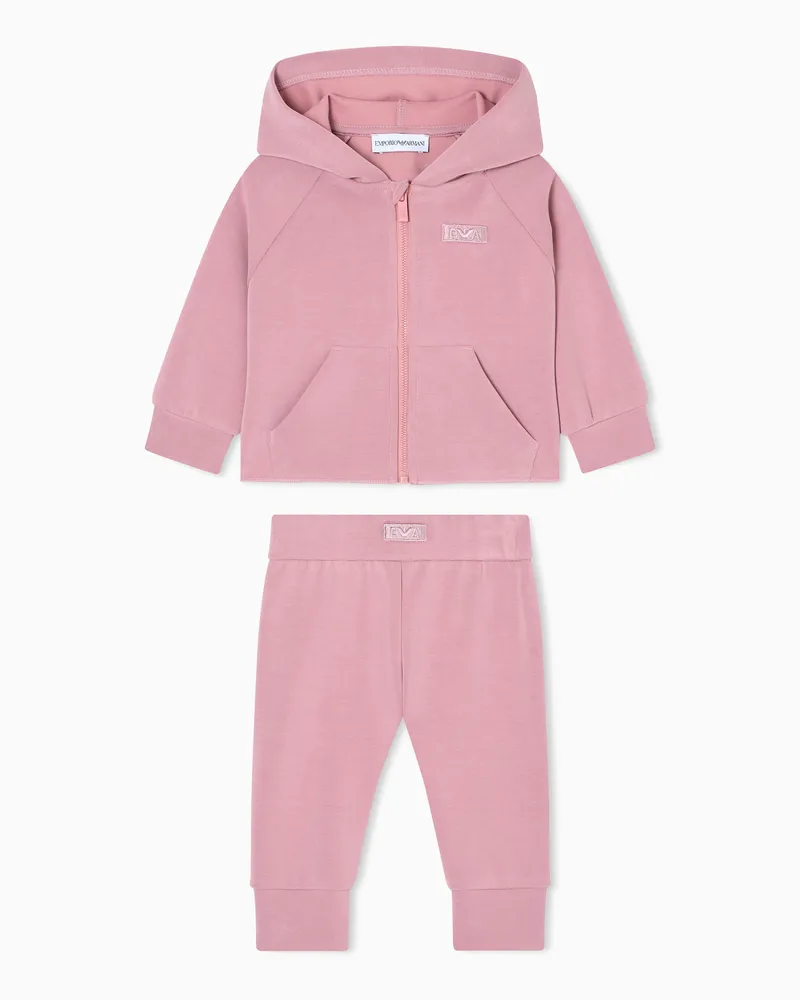 Emporio Armani Trainingsanzug mit Sweatshirt mit Reißverschluss und Kapuze, gefertigt aus Cupro Pink
