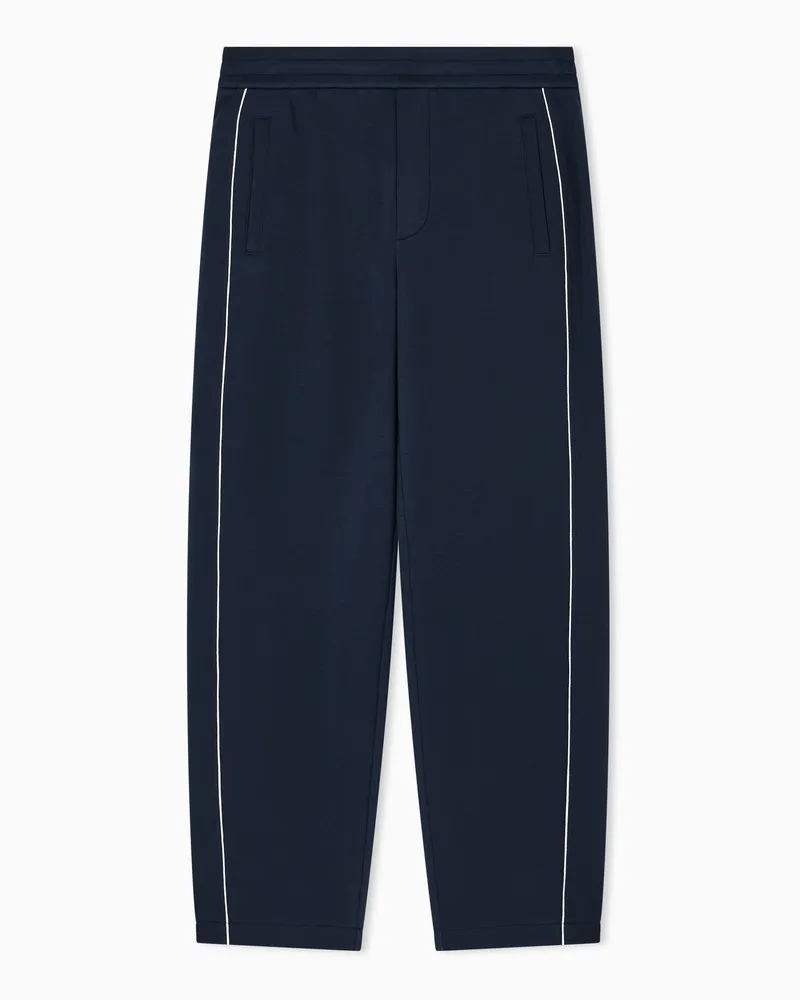 Emporio Armani Hose aus doppellagigem Jersey mit Paspeln Marineblau
