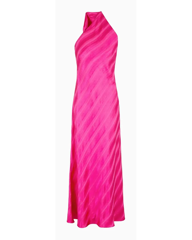 Emporio Armani Langes One-shoulder-kleid aus Jacquard-viskose mit Diagonalem Muster und Schattierungseffekt Fuchsia