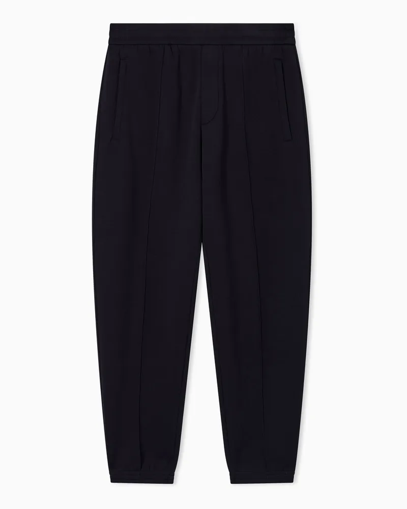 Emporio Armani Jogger trousers in double jersey with micro eagle embroidery Marineblau