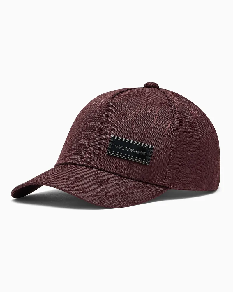 Emporio Armani Baseballkappe aus Polyamid mit geprägtem Logomuster Burgunderrot