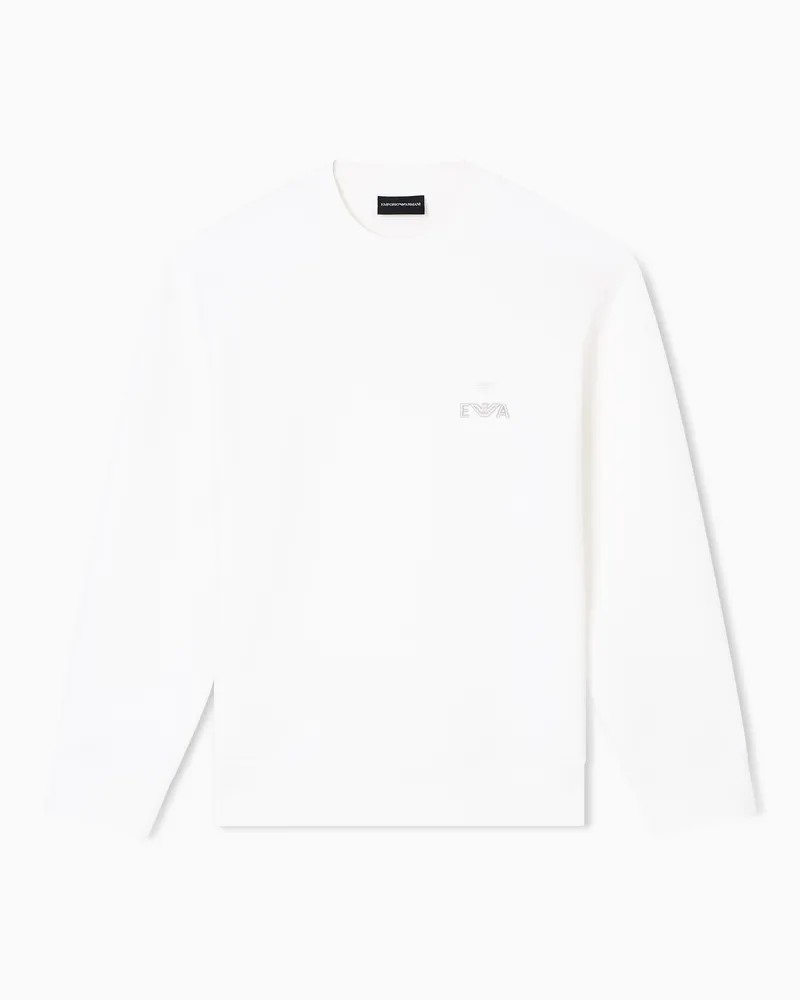 Emporio Armani ASV Sweatshirt aus Jersey mit EA-Logostickerei als Hochrelief Weiß
