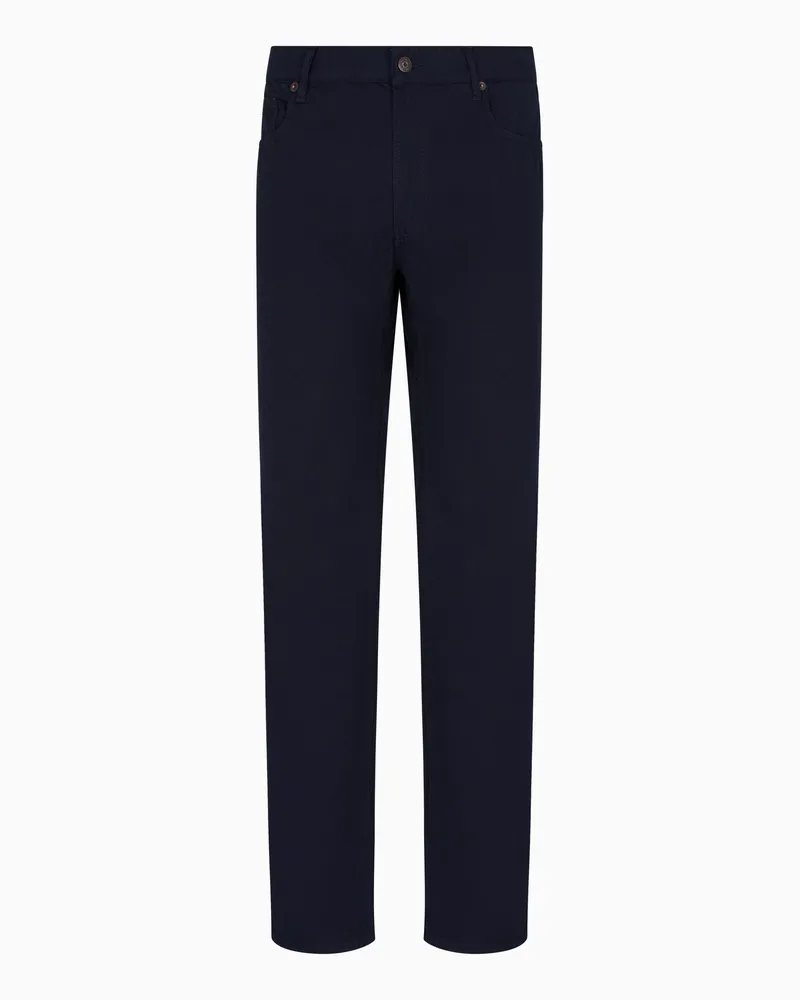 Emporio Armani Straight Fit Five-Pocket-Hose J76 aus gewaschenem Twill Marineblau